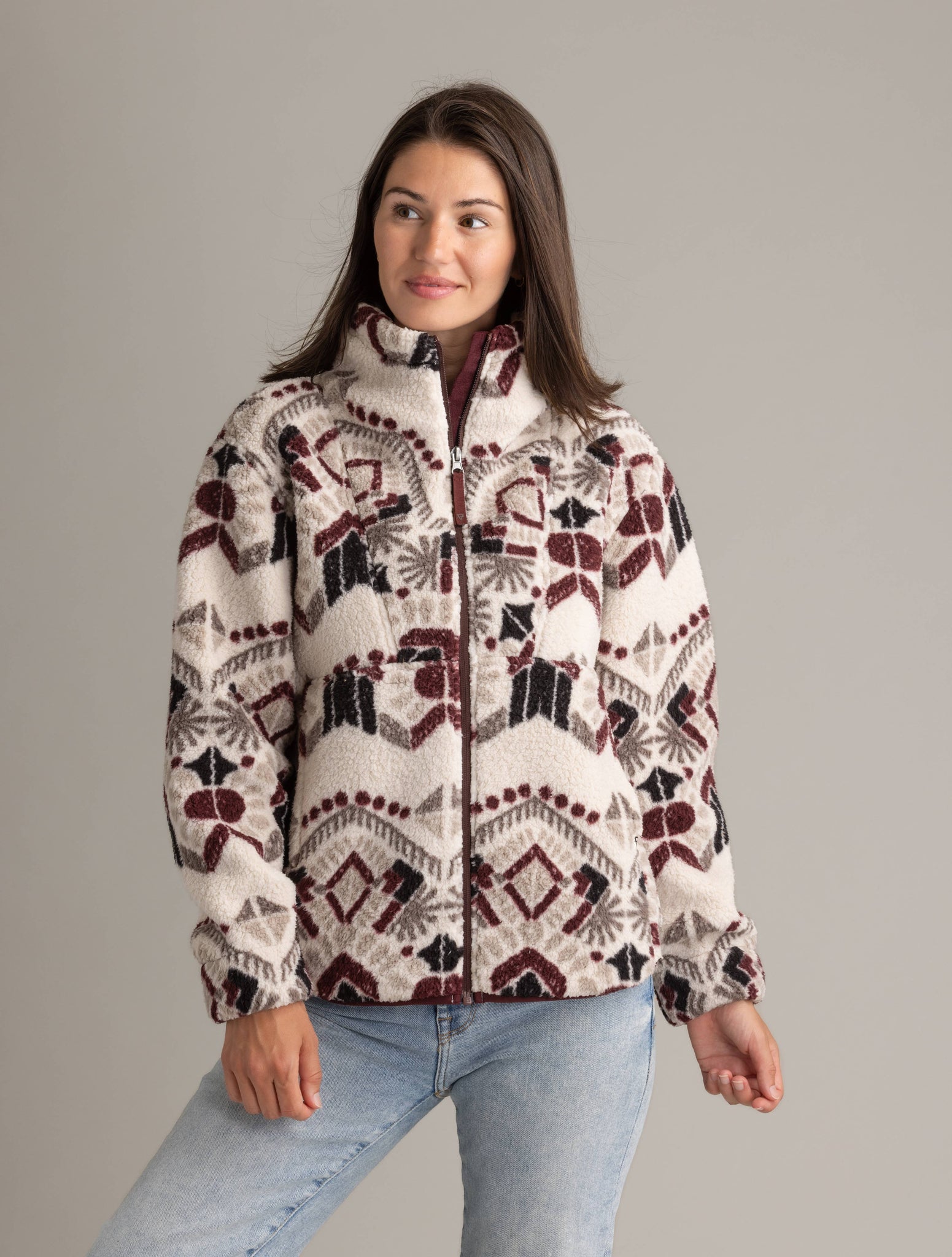 Women's Ainsley Full Zip Ultra Plush Sherpa Jacket: White Onyx Folklore