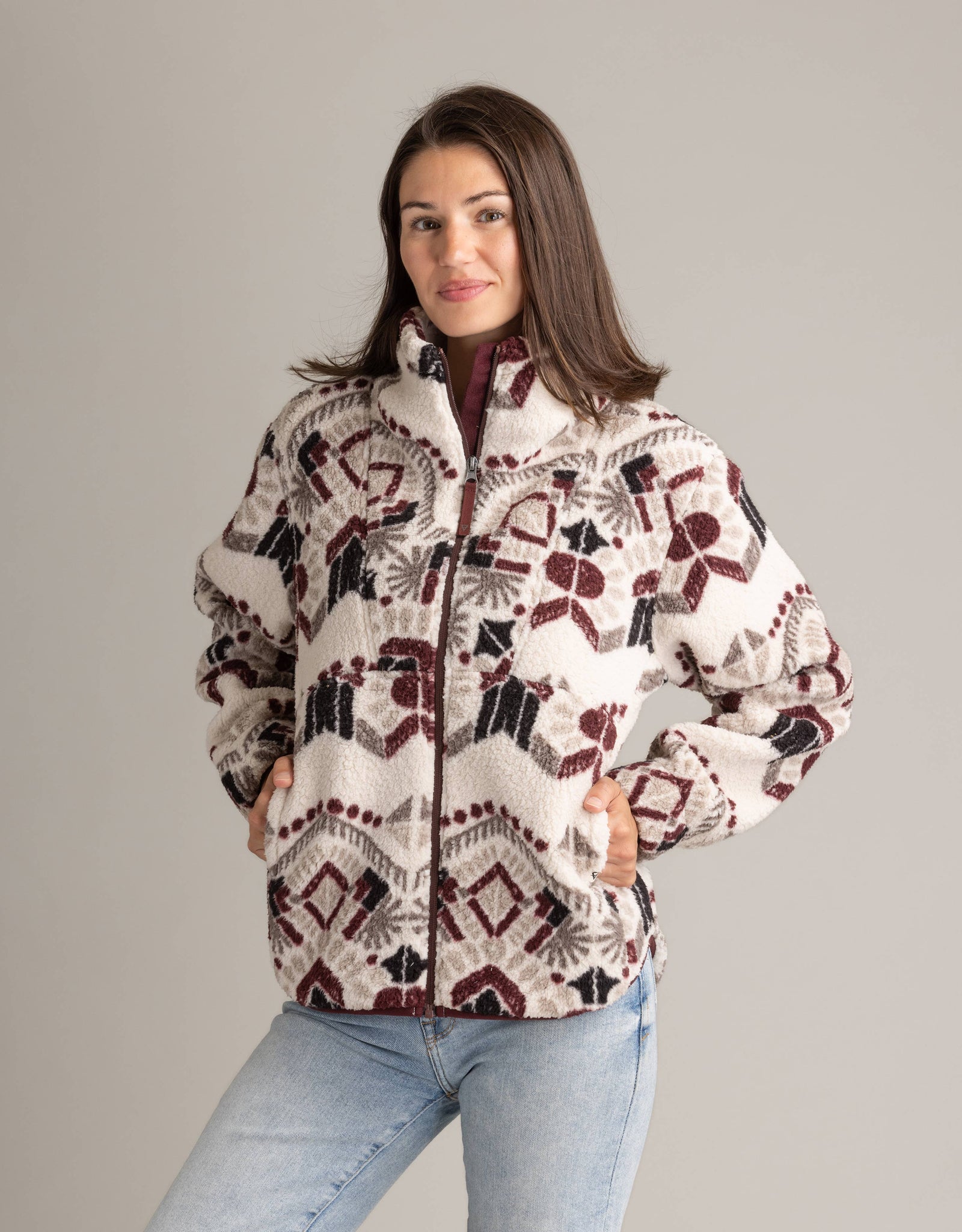 Women's Ainsley Full Zip Ultra Plush Sherpa Jacket: White Onyx Folklore