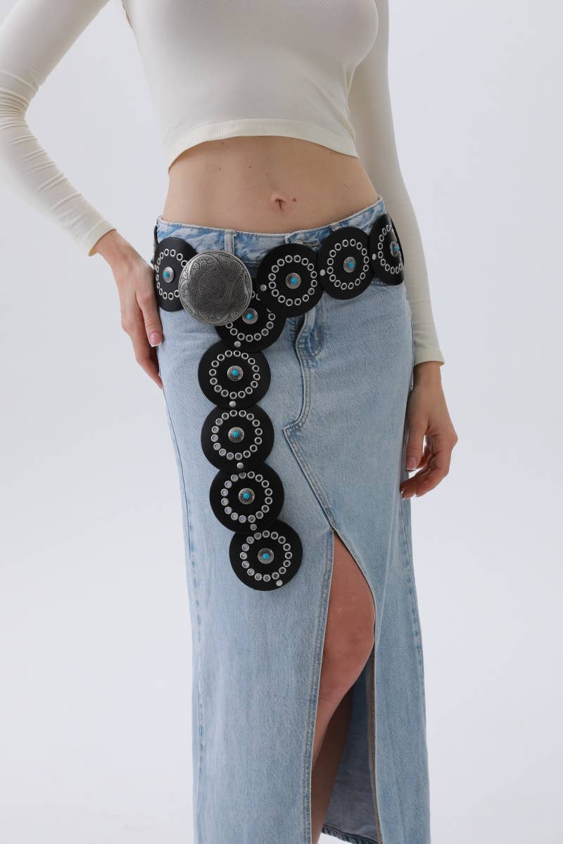 Western Turquoise-Disc Belt – Desert Stone Accent