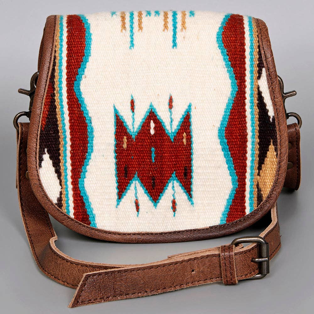 ADBG1015 American Darling Handwoven Saddle Blanket Leather Crossbody Bag - Western Flap Purse: ADBG1015B