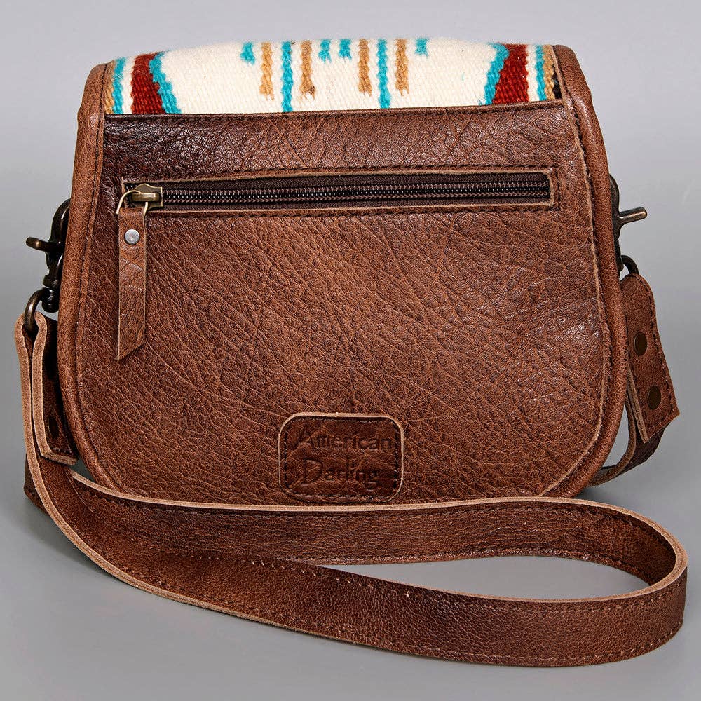 ADBG1015 American Darling Handwoven Saddle Blanket Leather Crossbody Bag - Western Flap Purse: ADBG1015B