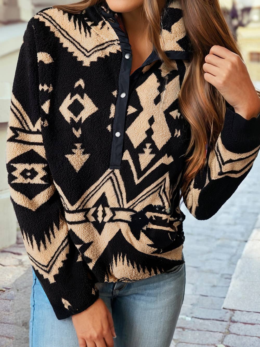 Western Half Zip Plush Sweatshirt