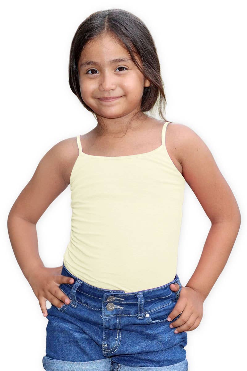 GKT-16058A Girl's Solid Cami Tank Soft Cotton Lycra: Beige