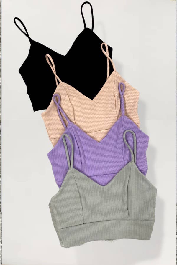 Ribbed V-neck tank crop top2: BLACK