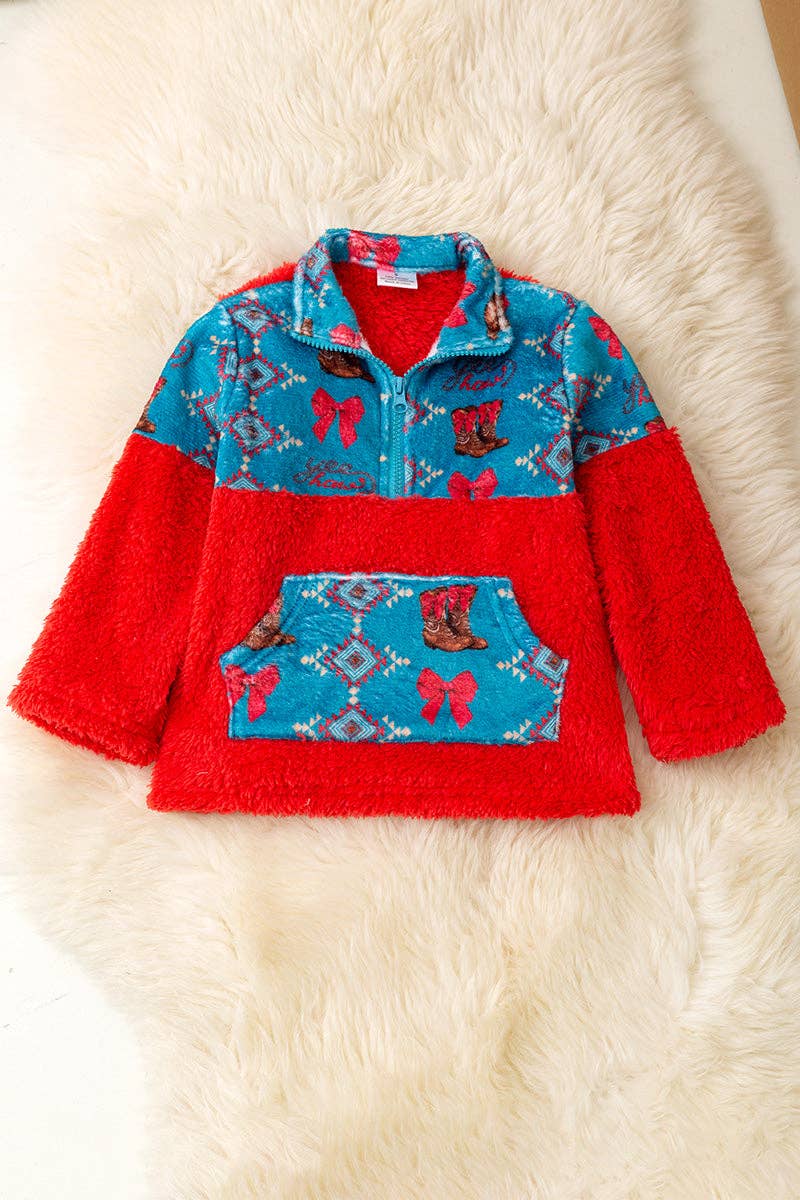 Western printed on red pullover sweater. TPB50689