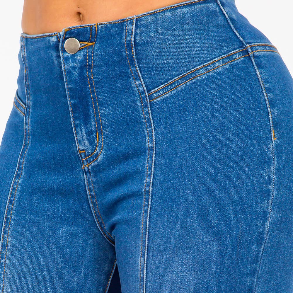 HIGH WAIST PULL ON FLARE JEANS-RJB20652: