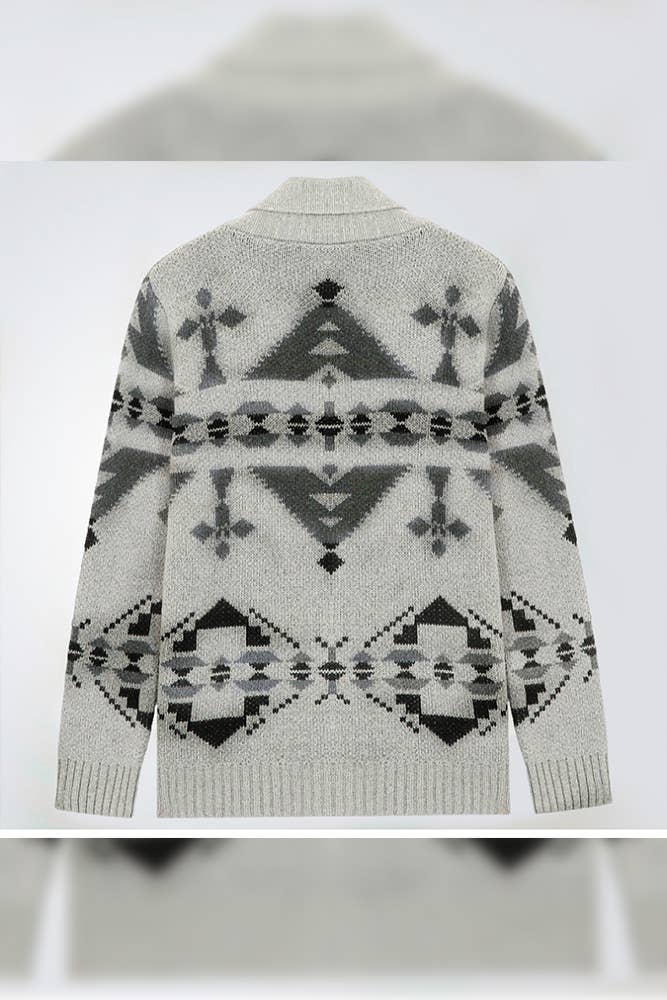 Men's Aztec Knitting Cardigan ZK2242: Gray