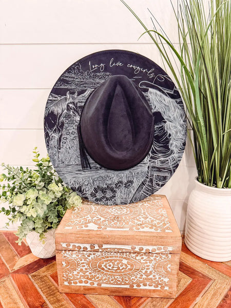 Floral Print Hat: Black