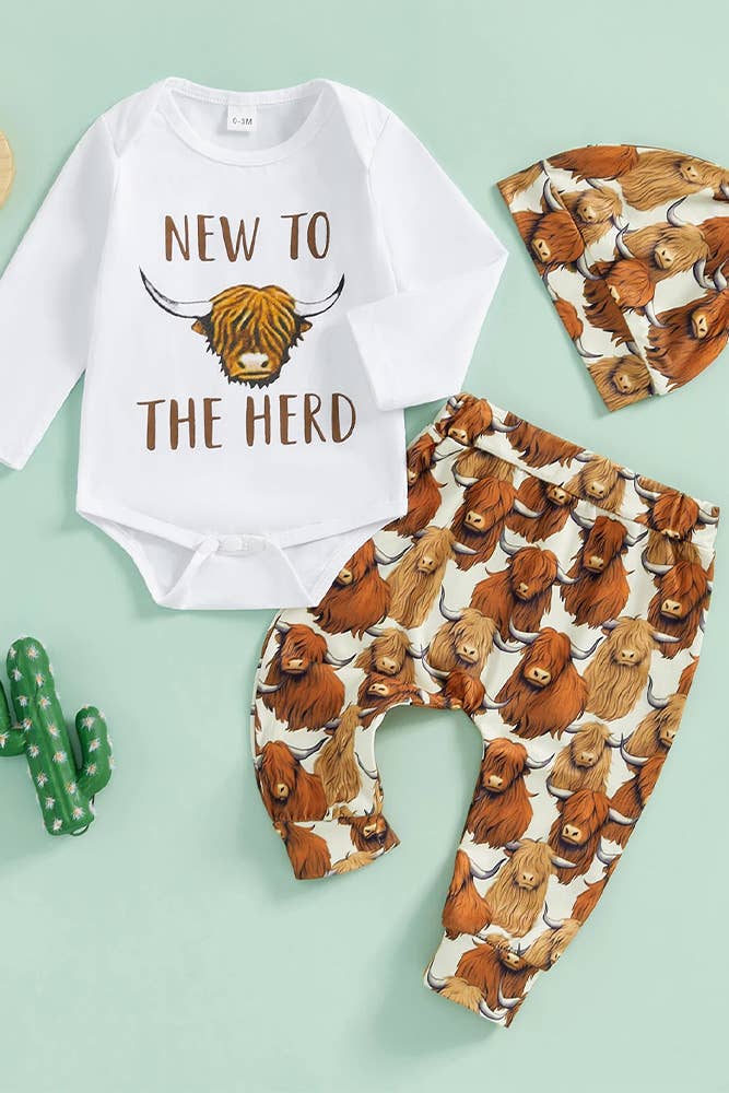 Highland Western Cow Print Kids 3PCs Set BDR048: