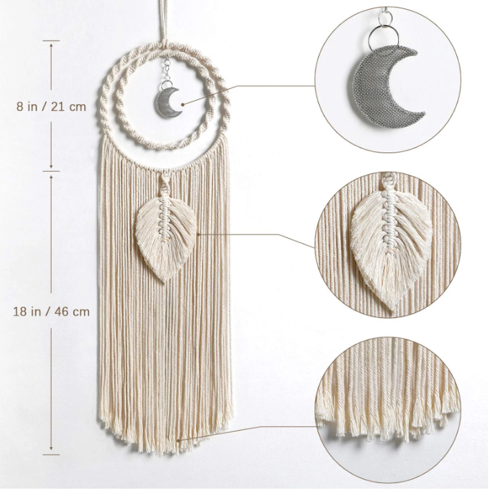 Bohemian Macrame Moon Sun Dreamcatcher: Style B