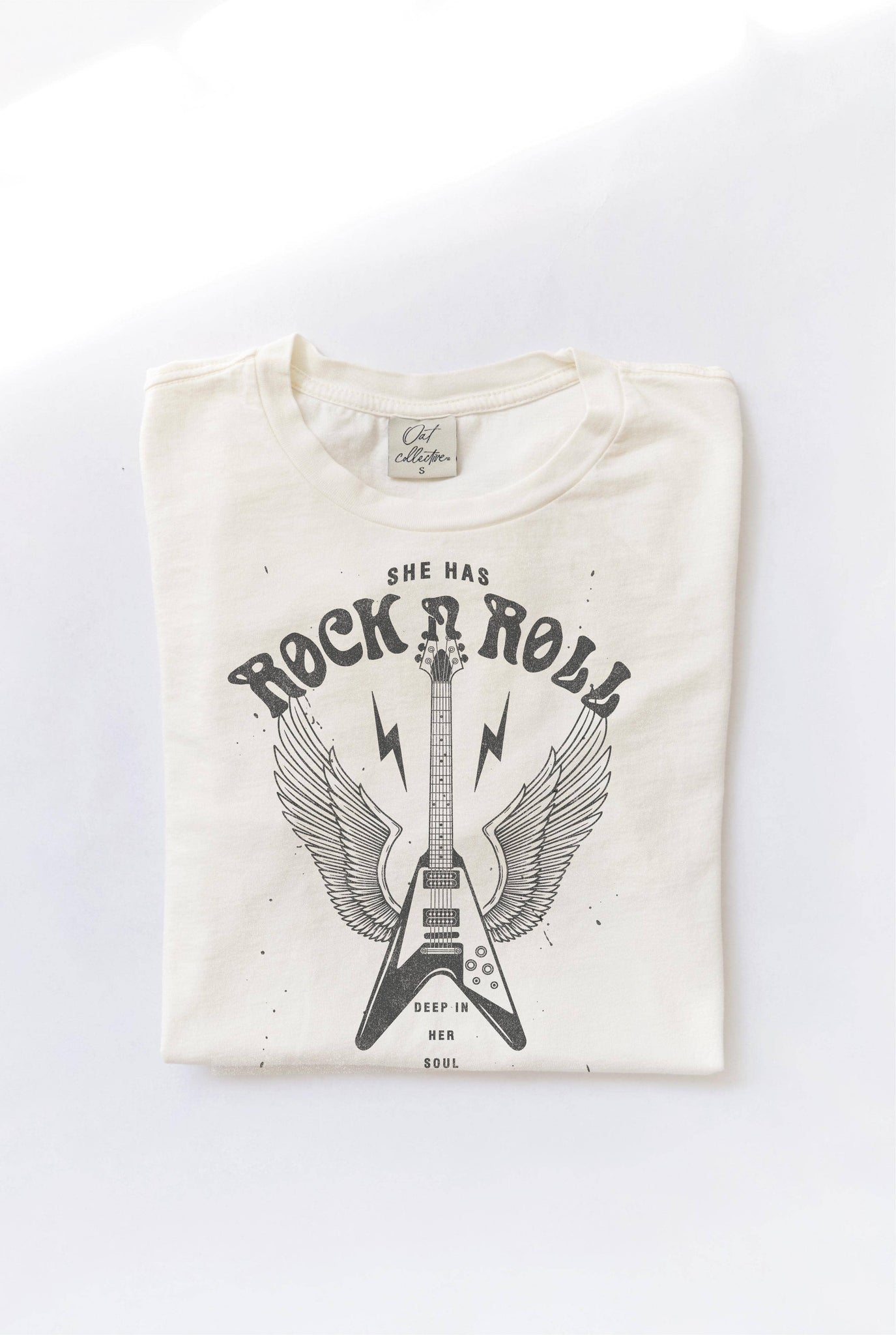 SHE HAS ROCK N ROLL Mineral Graphic Top: CREAM