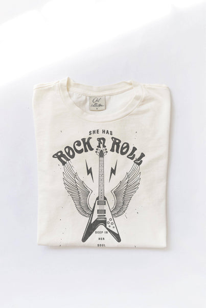 SHE HAS ROCK N ROLL Mineral Graphic Top: CREAM