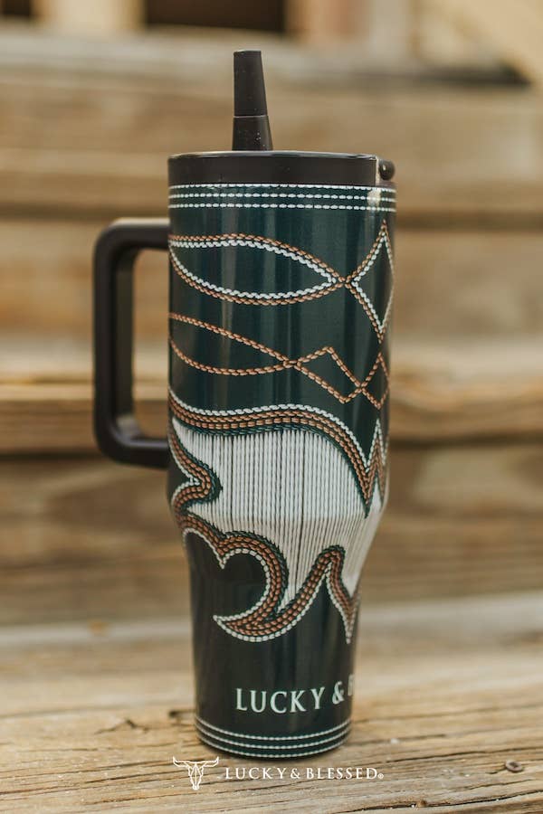 Teal Bootstitch Printed Tumbler (40oz)