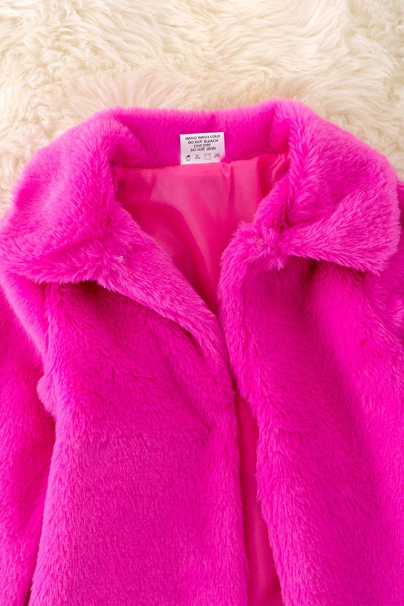 Fuchsia fur cardigan.