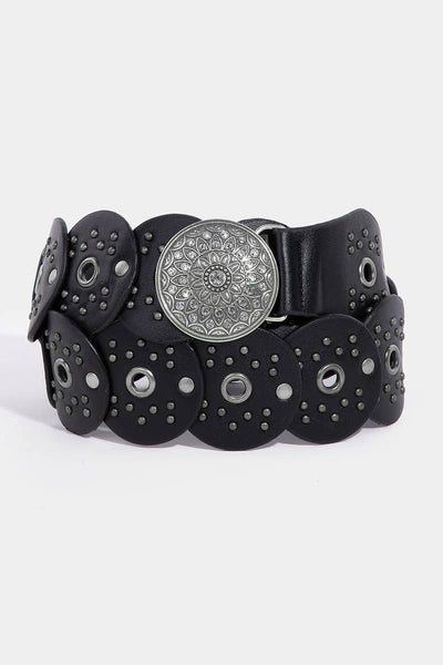 Oversized Studded Circle Disc Belt: SBK