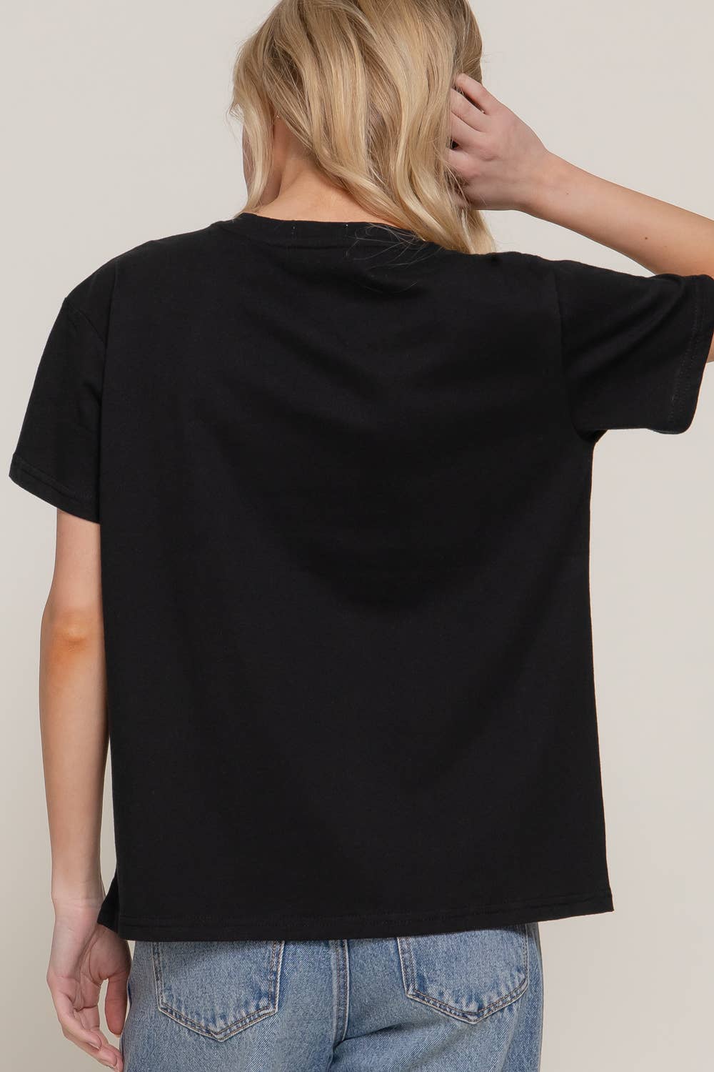 Short Sleeve Round Neck Tee: BLK