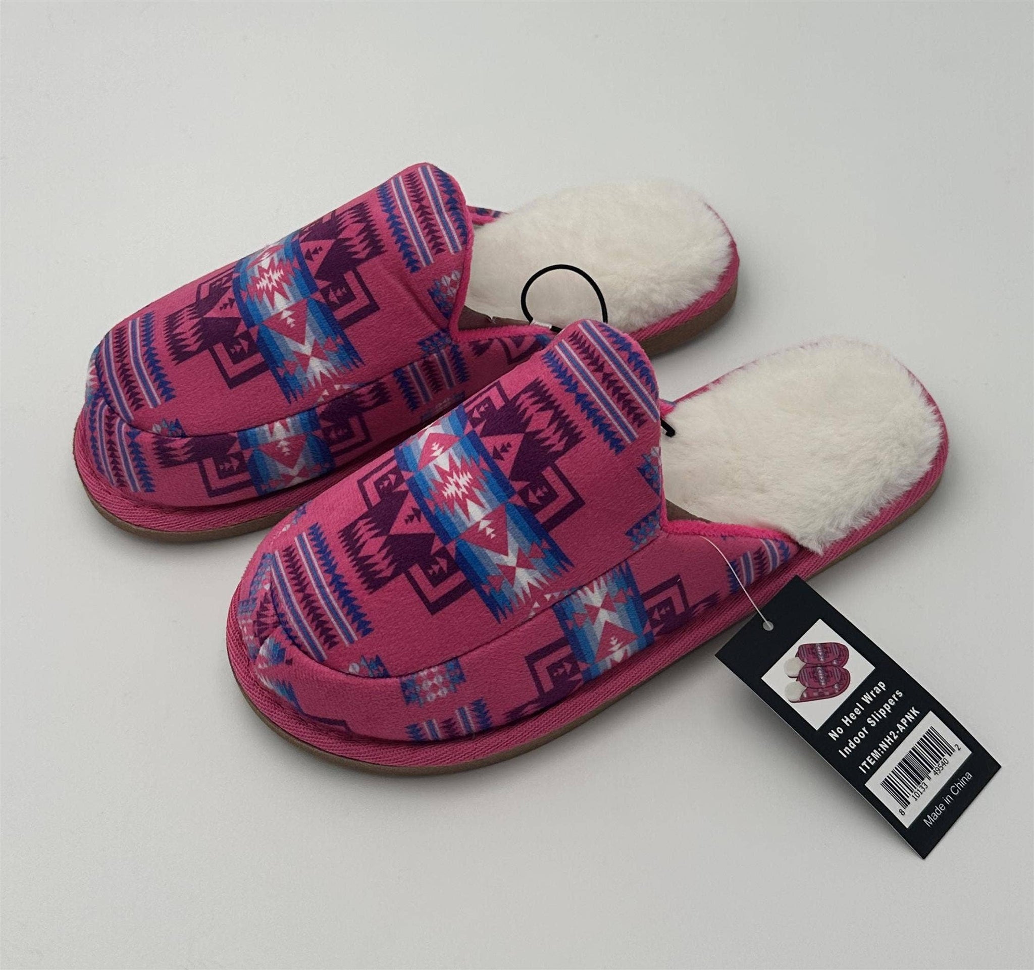 No Heel Wrap Indoor Slippers, Aztec Pink: