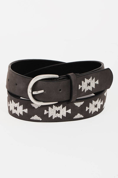 Western Boho Embroidered Pattern Belt: BK