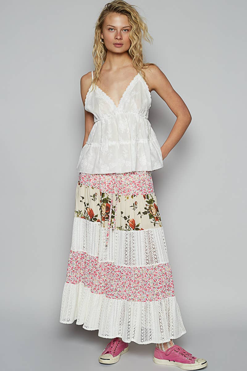 V neck sleeveless trim shirring ruffle solid top