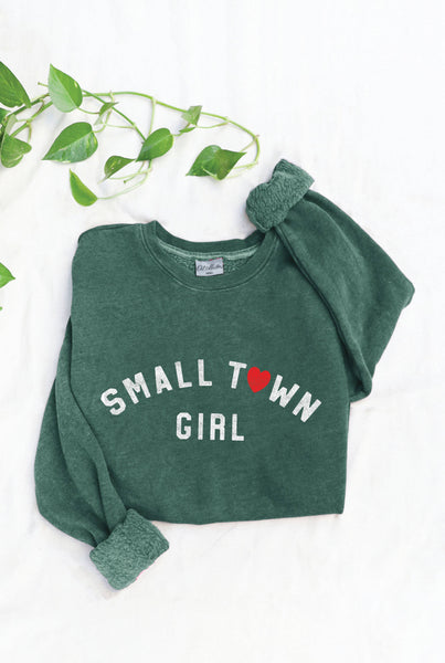 SMALL TOWN GIRL Mineral Graphic Sweatshirt: DUSTY FOREST