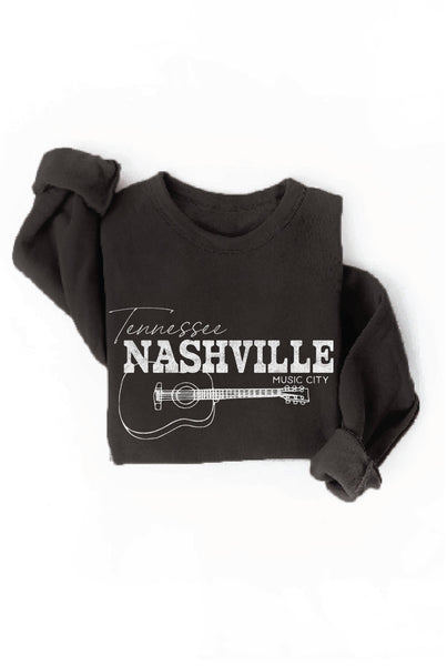 NASHVILLE TENNESSEE Graphic Sweatshirt: BLACK