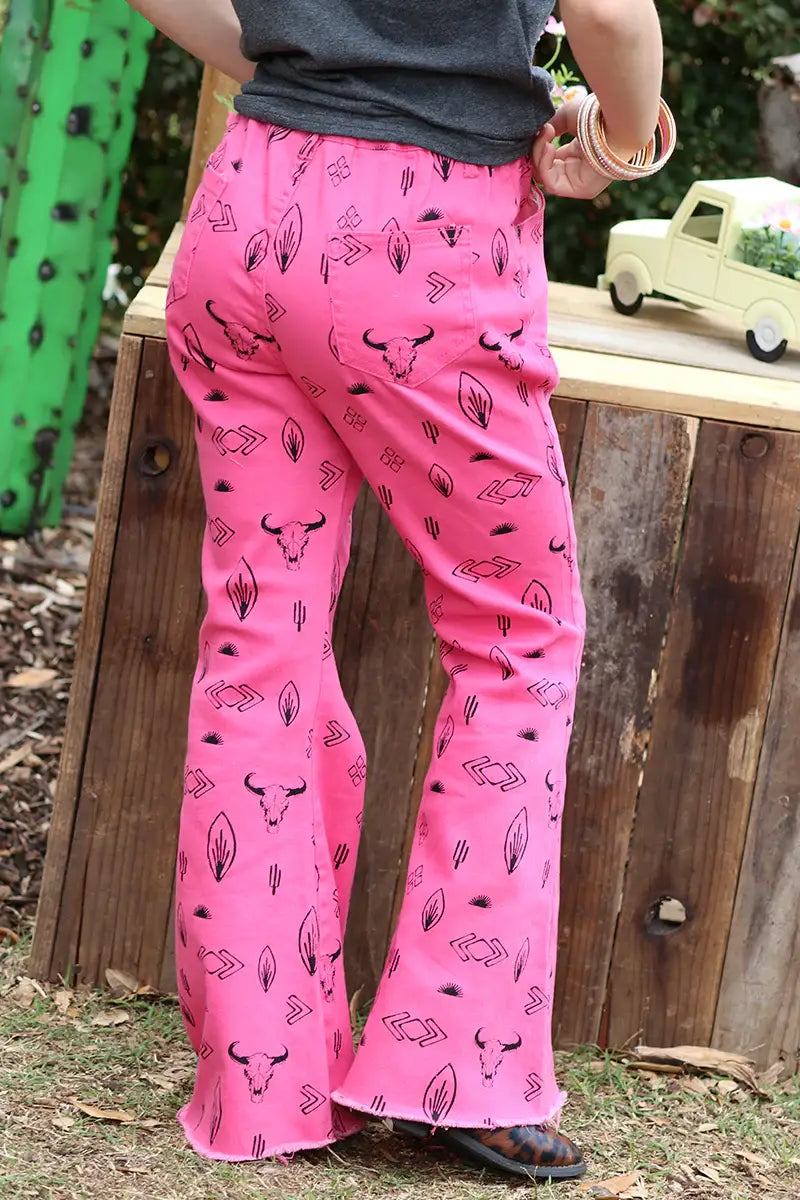 FUSCHIA PRINTED DENIM PANTS. PNG15113004
