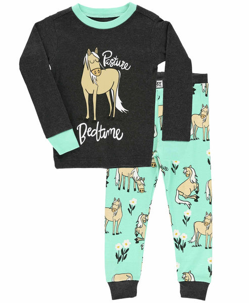 Pasture Bedtime Mint Kid's Long Sleeve Pajama Set: