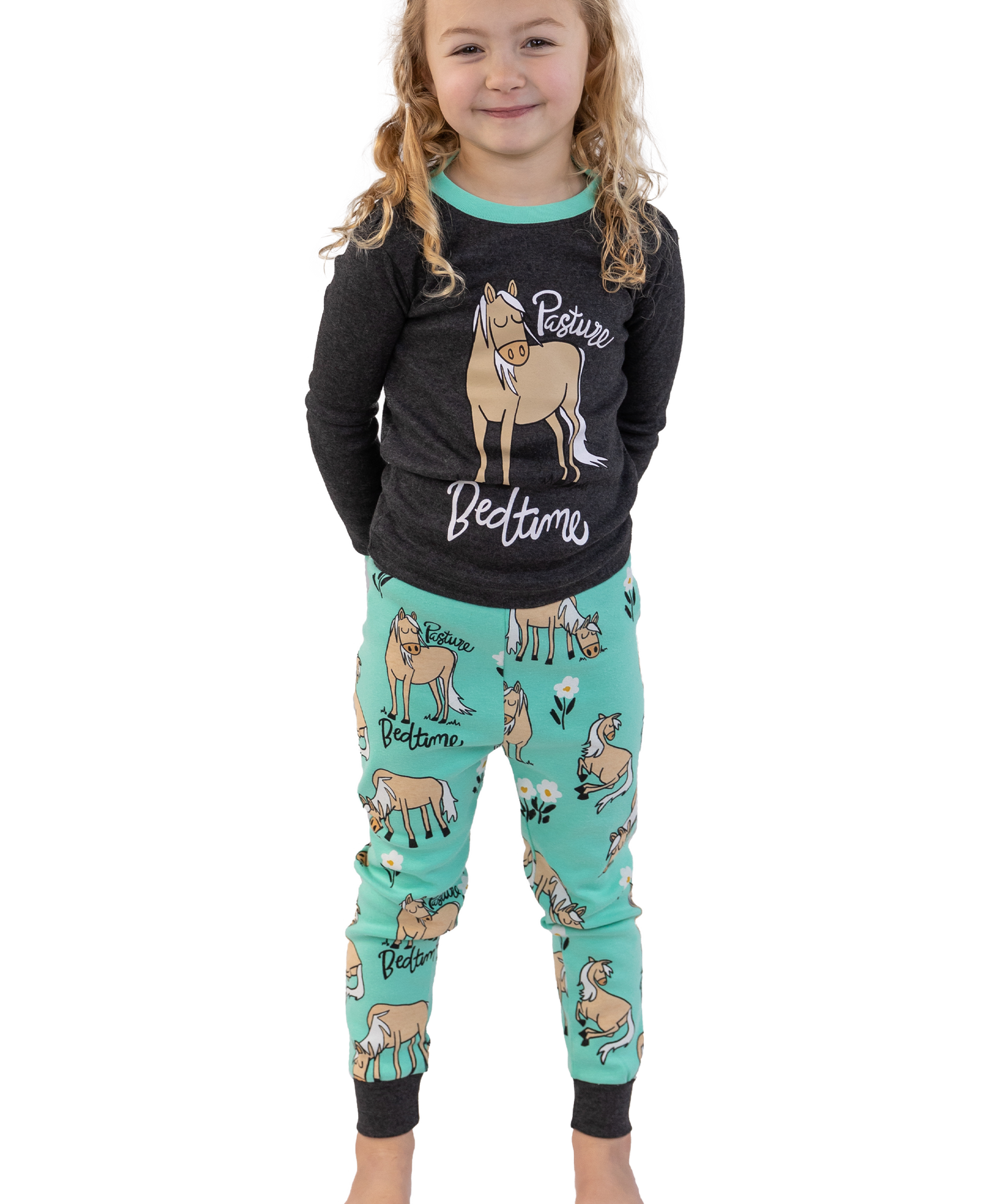 Pasture Bedtime Mint Kid's Long Sleeve Pajama Set: