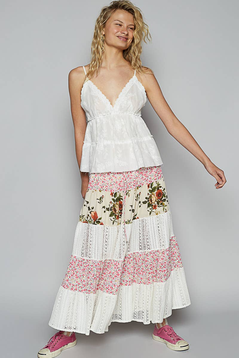 V neck sleeveless trim shirring ruffle solid top