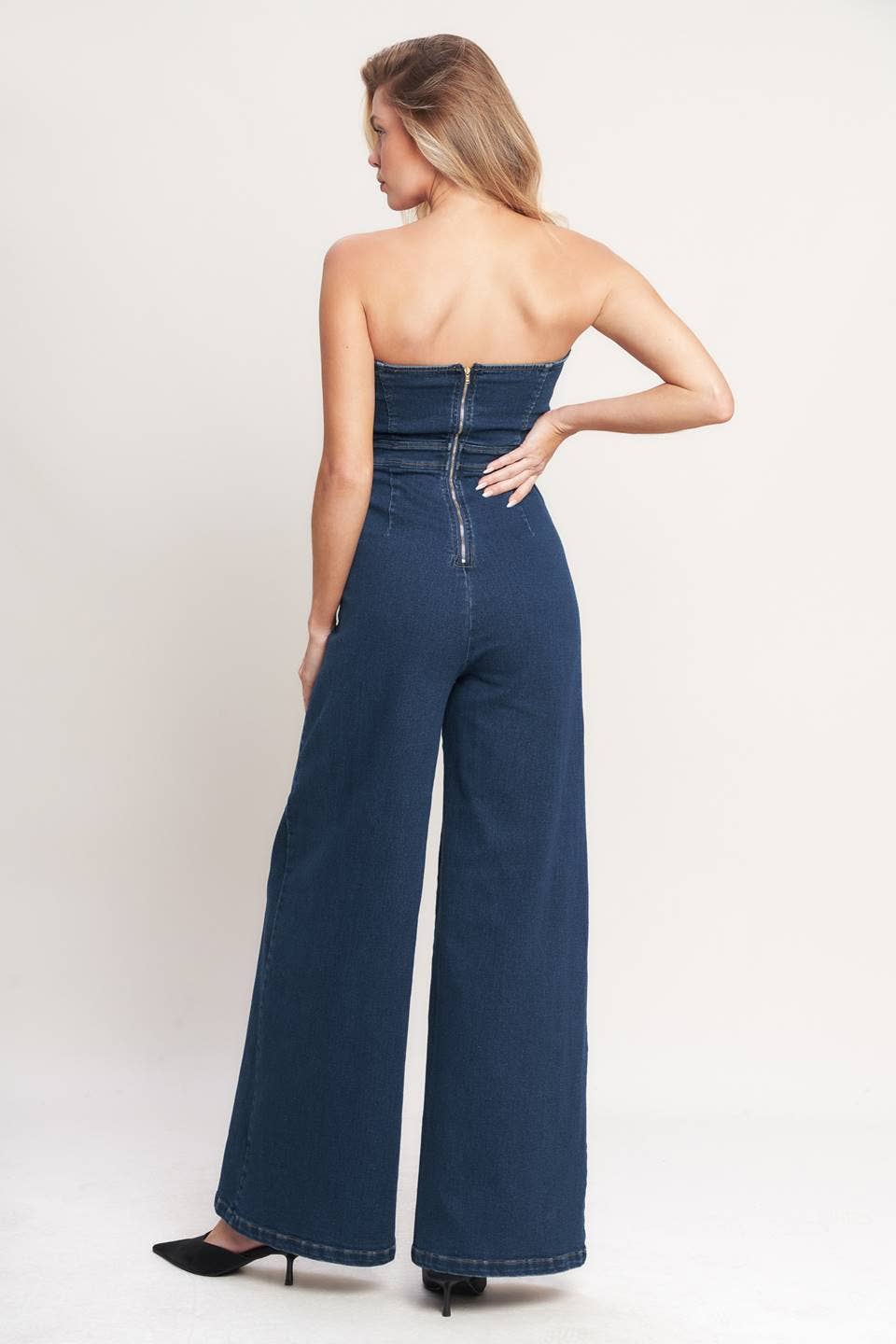 A washed denim jumpsuit - IP9162: MEDIUM INDIGO