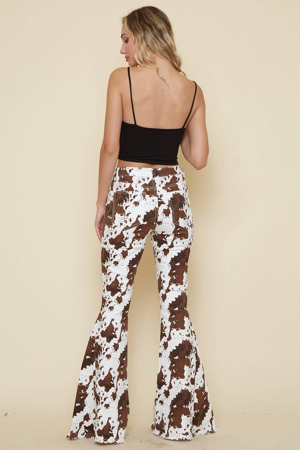 SIP6217AL IVORY BROWN WESTERN COW PRINT FLARES- BESTSELLER