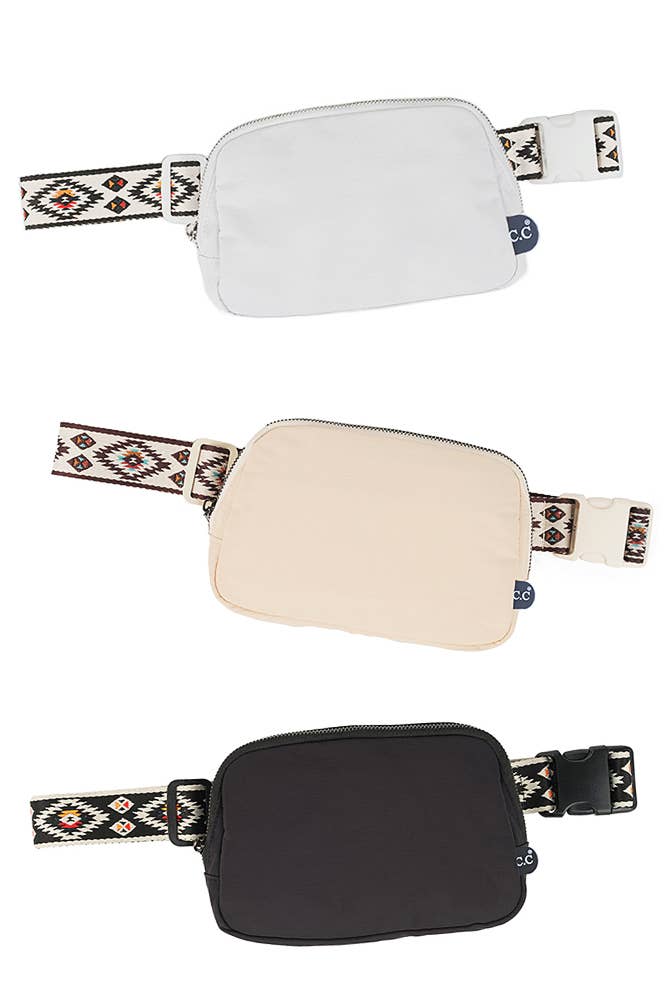 C.C Aztec Strap Fanny Pack: Beige