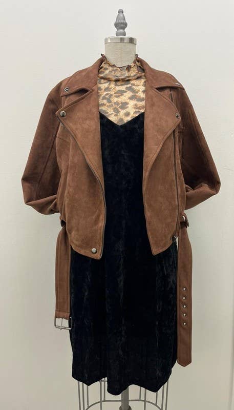 ANIMAL PRINT MESH MOCK NECK TOP: MOCHA BROWN