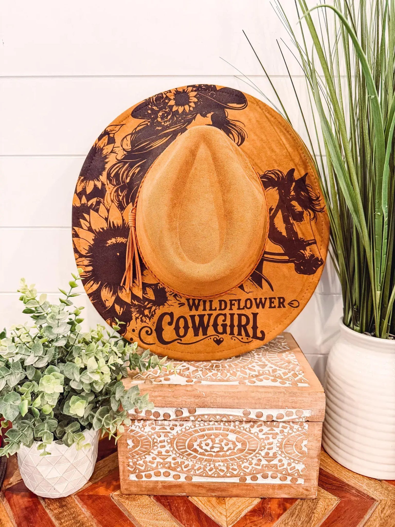 Engraved Cowgirl Hat: Mustard