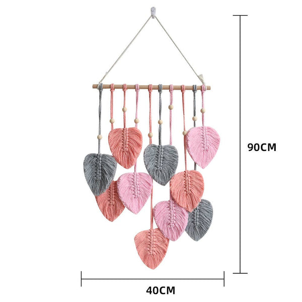 Colourful Leaf Macrame Wall Hanging: Pink