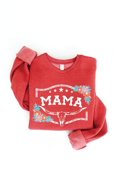 MAMA Graphic Sweatshirt - Casual Fit: CRANBERRY HEATHER