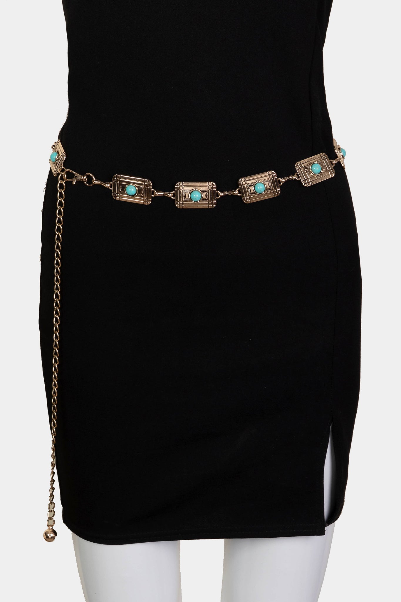 Western Rectangle Concho Chain Belt: G