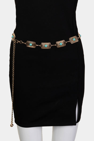 Western Rectangle Concho Chain Belt: G