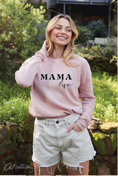 MAMA LIFE Mineral Graphic Sweatshirt: SOFT PINK / M