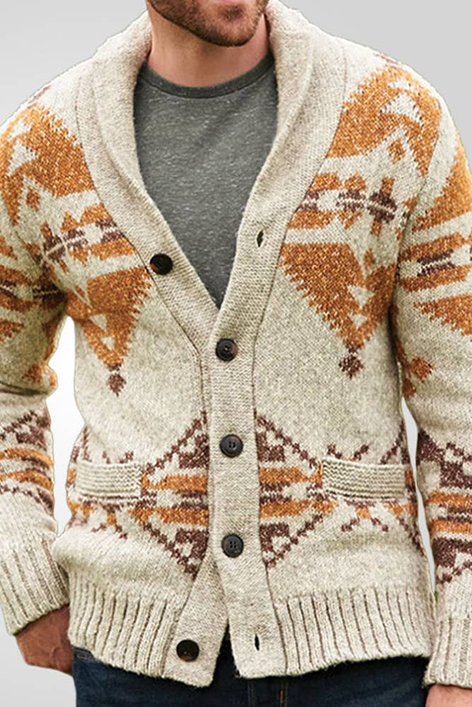 Men's Aztec Knitting Cardigan