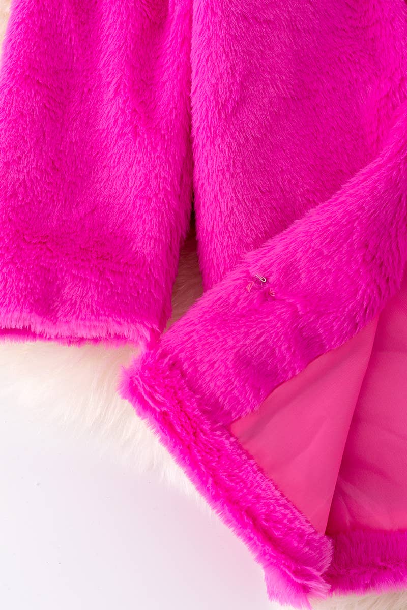 Fuchsia fur cardigan.