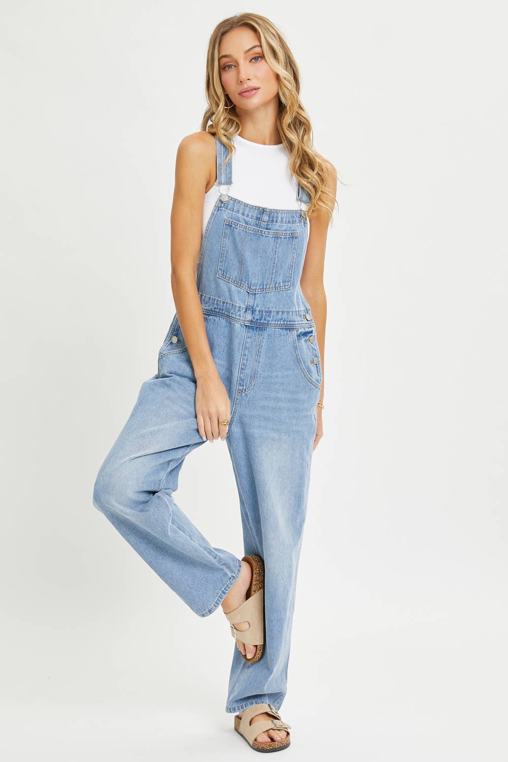 DENIM ADJUSTABLE STRAPS OVERALLS: DENIM Contemporary