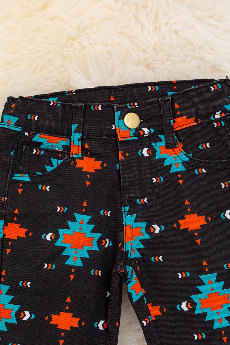 BLACK AZTEC DENIM PANTS. PNG15154001 AMY