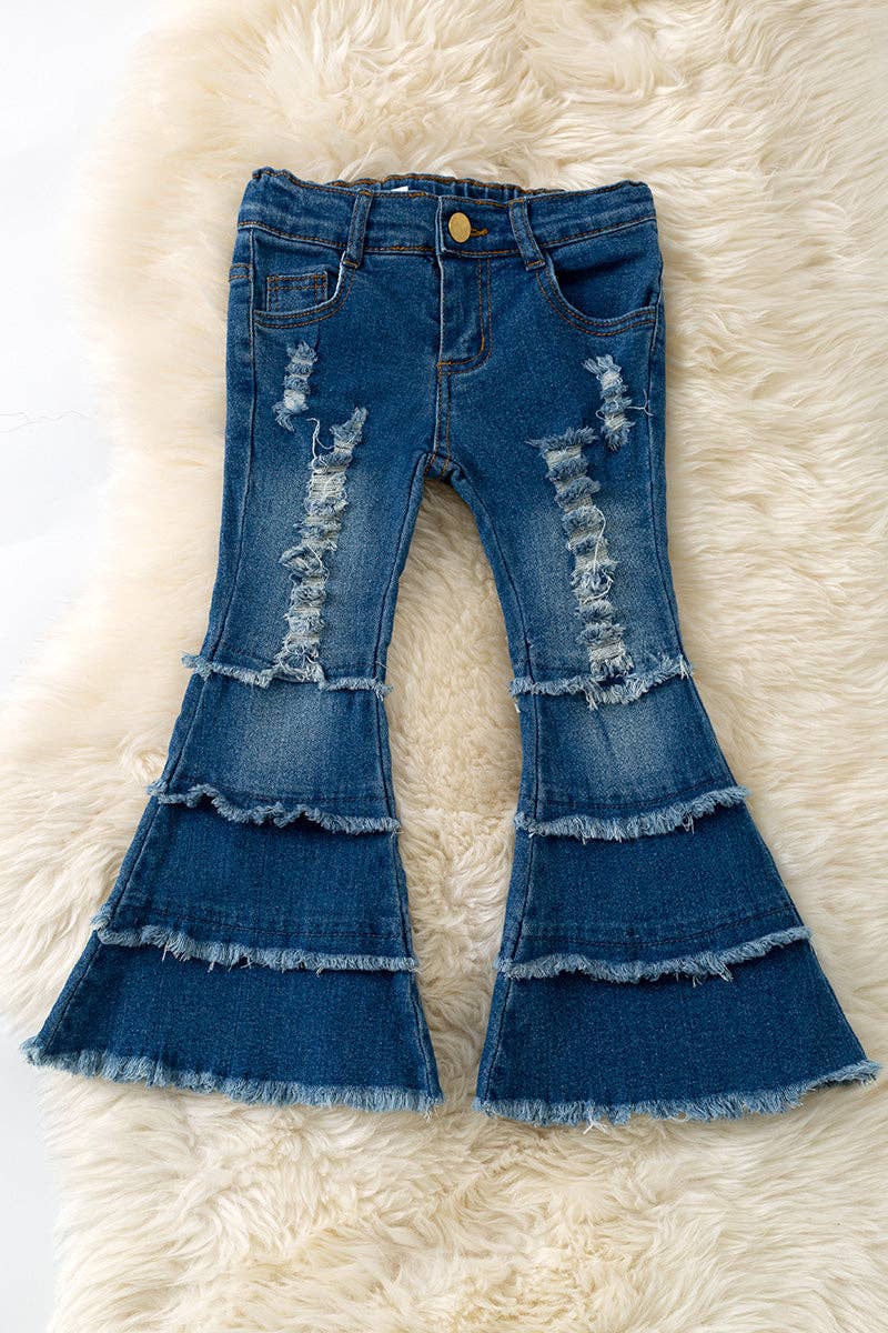 Dark blue distressed denim pants. PNG65153062 SOL: