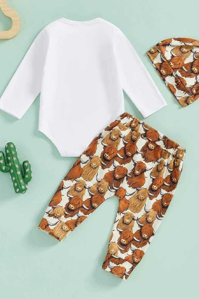 Highland Western Cow Print Kids 3PCs Set BDR048:
