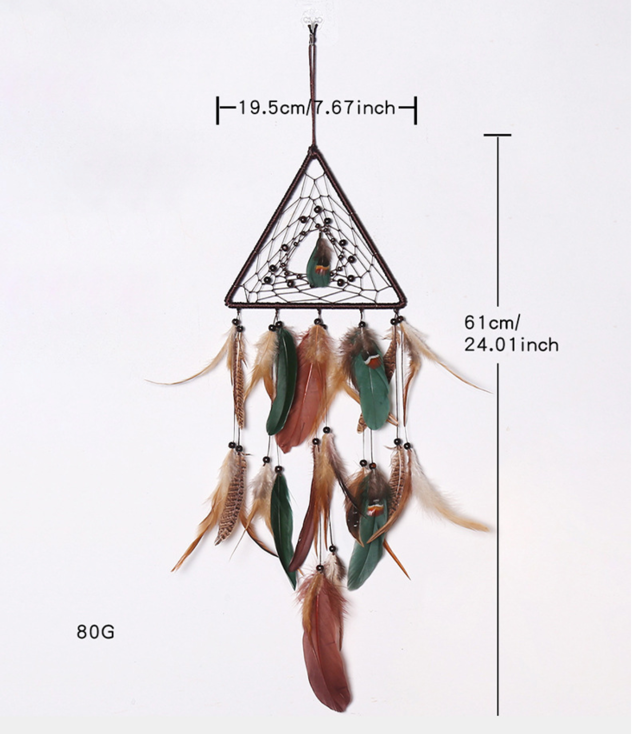 Geometric Boho Dreamcatcher with Feathers: Triangle