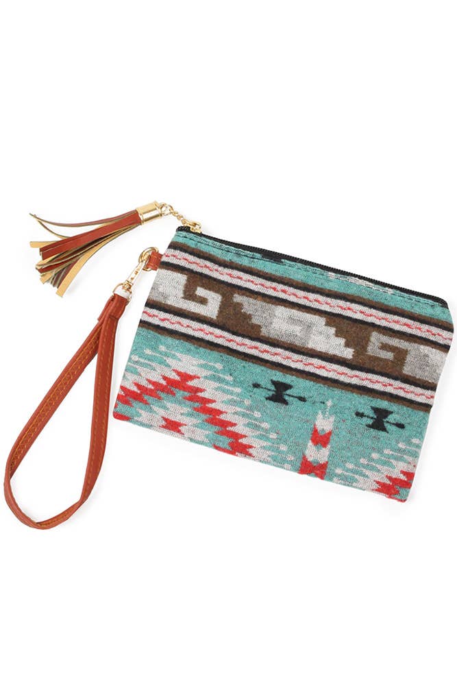 Western Wristlet Pouch Bag: Teal