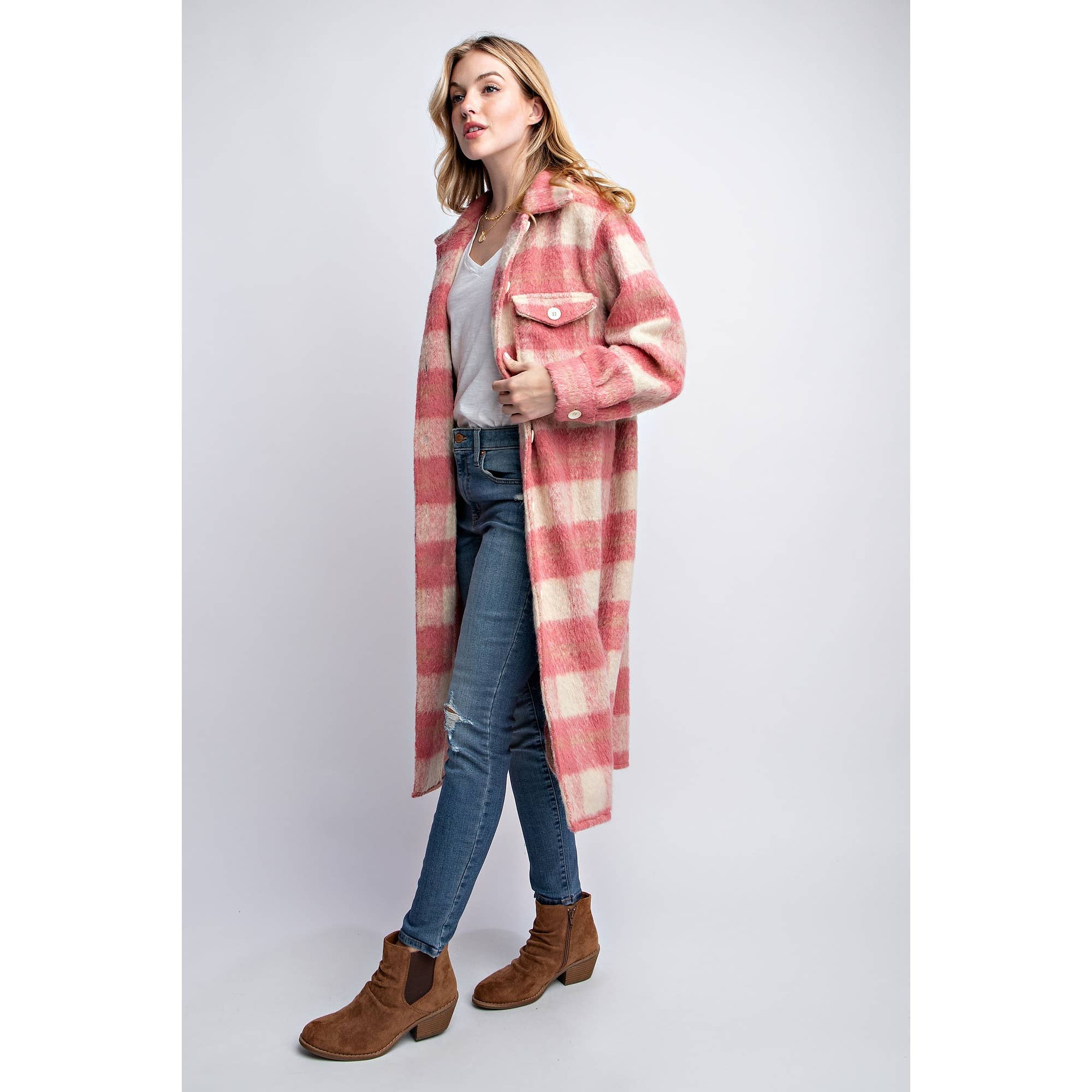 OVERSIZED FLUFFY PLAID JACKET