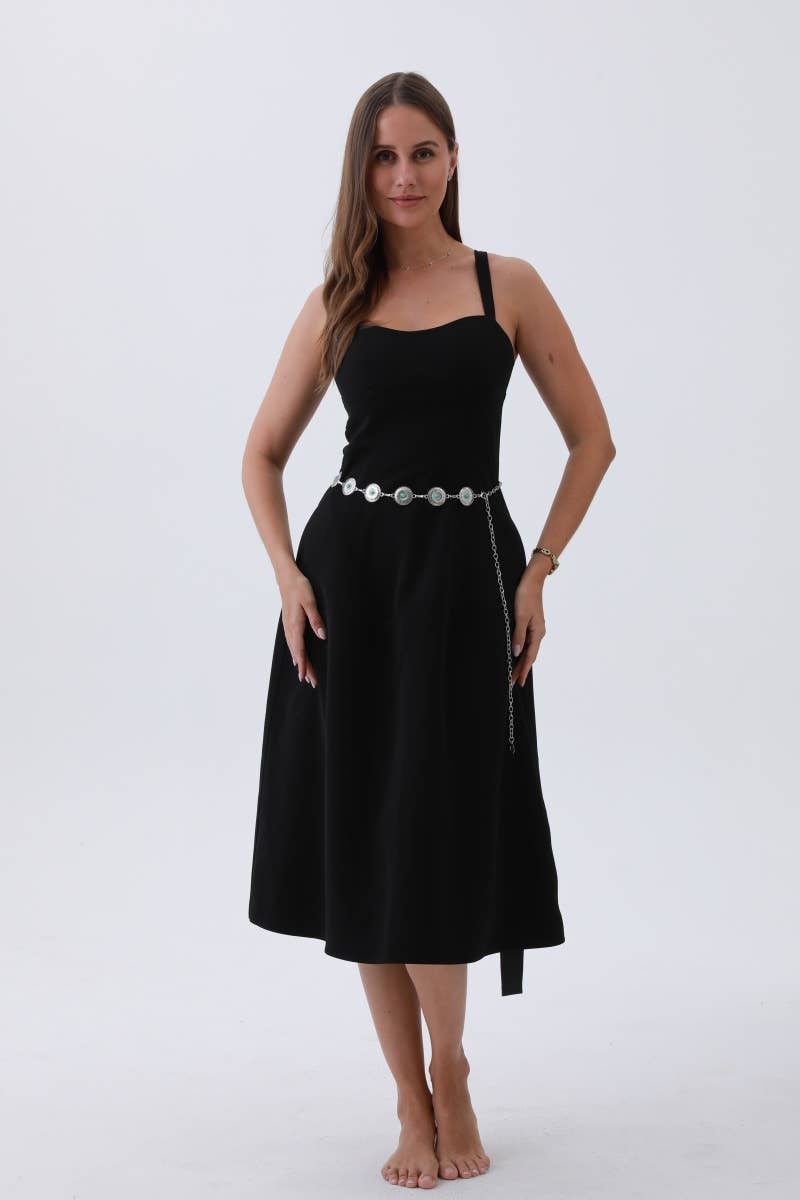 Vintage Turquoise Western Chain Belt – Classic Cowboy Elegan: Antique Silver