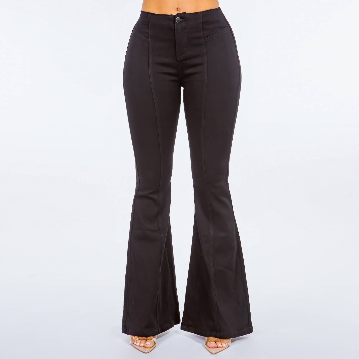 HIGH WAIST PULL ON FLARE JEANS-RJB20652: